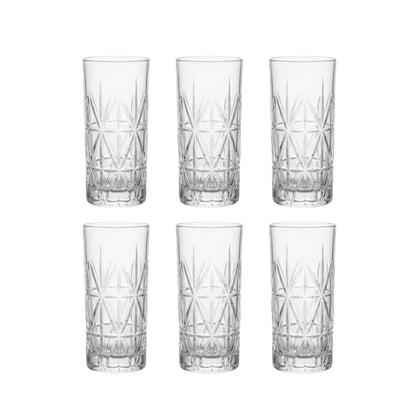 Set 6 Vasos Tallados Alto Highball 360 ml Decoexpress-Vasos