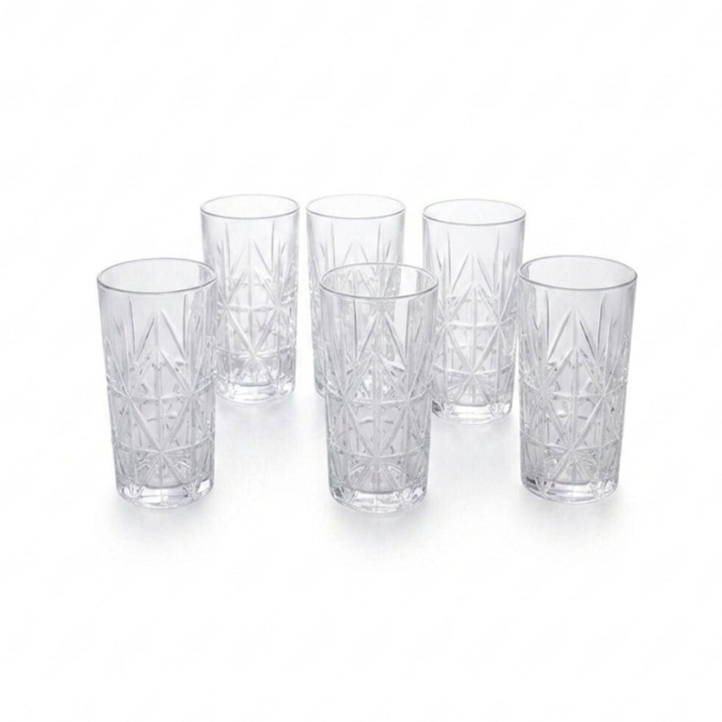 Set 6 Vasos Tallados Alto Highball 360 ml Decoexpress-Vasos