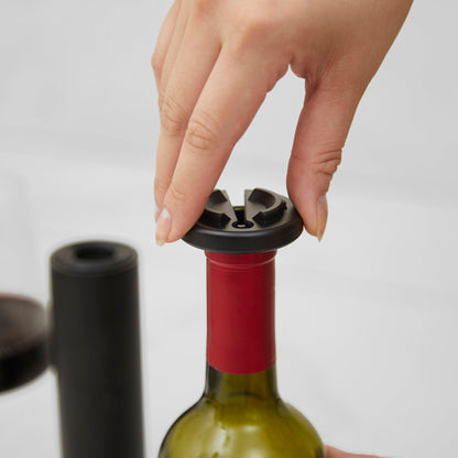 Set Abridor de Vinos y Bomba al Vacío 2 en 1 + 2 Tapones