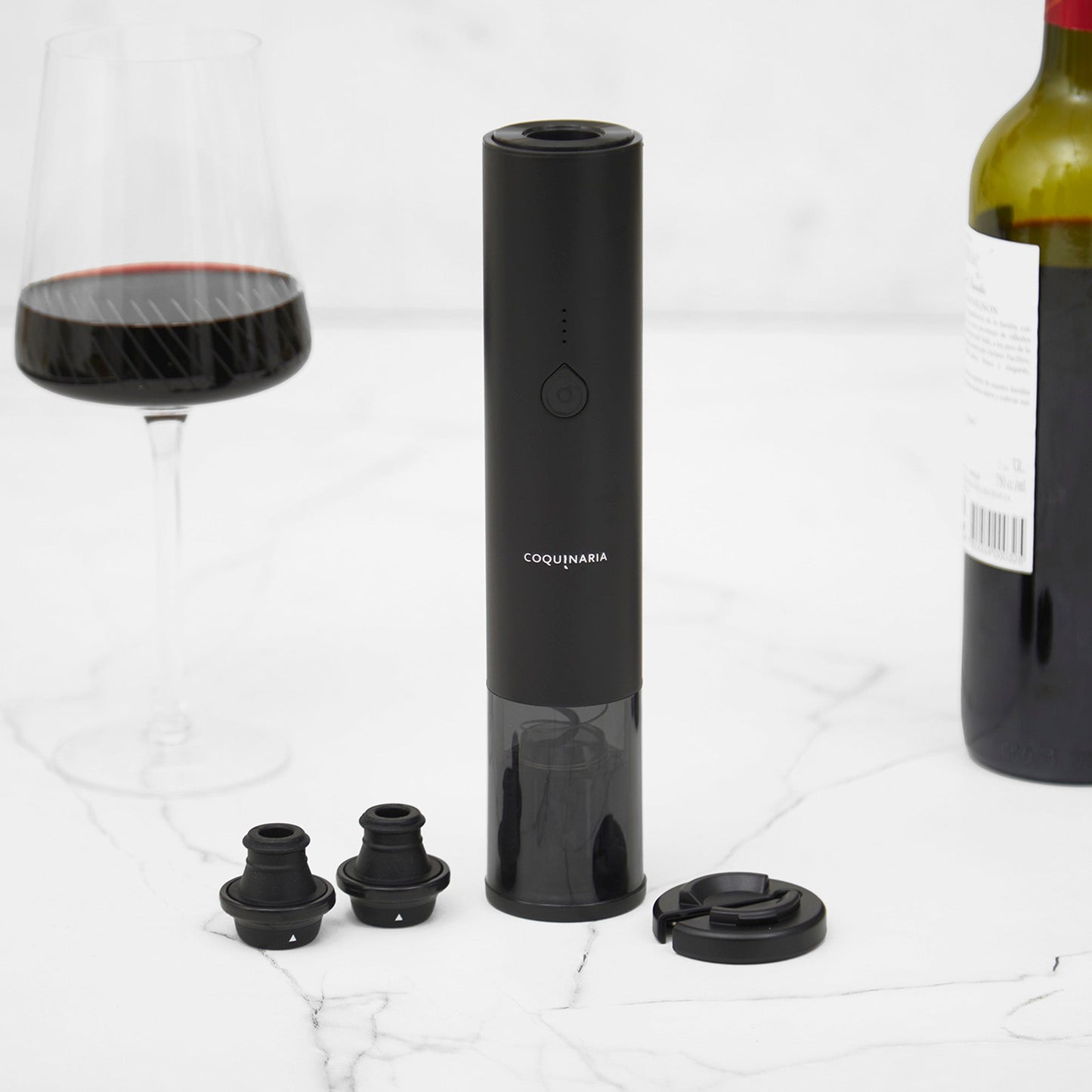 Set Abridor de Vinos y Bomba al Vacío 2 en 1 + 2 Tapones