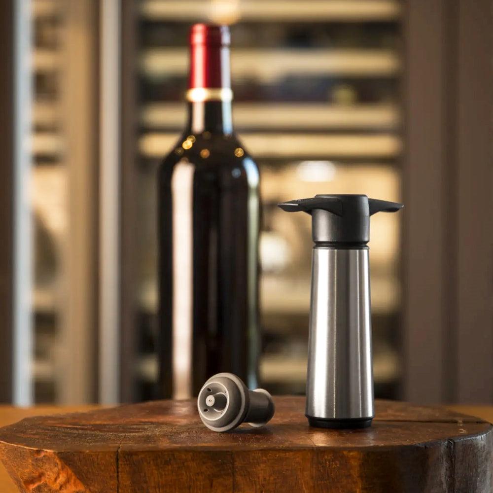 Set Bomba y 2 Tapones de Vacío para Vino Vacuvin1#Gris