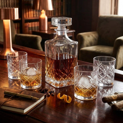 Set Botella 1Lt y 4 Vasos Whisky 325 ml-Vasos
