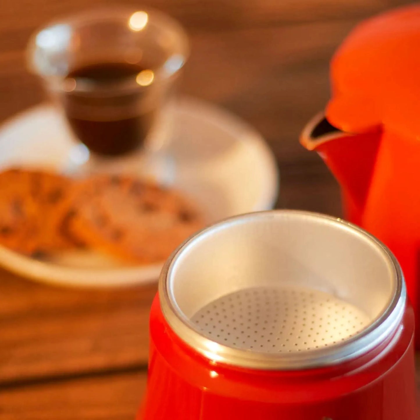 Set Cafetera Petra Naranja 9Tazas expresso + Set de vasos Génova 250ccm.-Cafeteras Italianas Moka