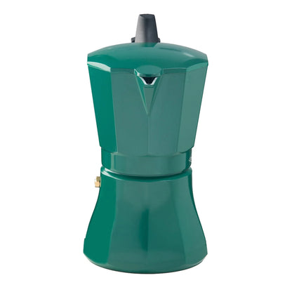 Set Cafetera Petra Verde 9Tazas Expreso + Set vasos Génova 250cc.-Cafeteras Italianas Moka