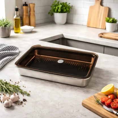 Set de 2 Fuentes de Acero Inox con Tapa 1,6 y 2,5 L Simple Cook