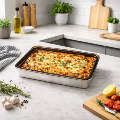 Set de 2 Fuentes de Acero Inox con Tapa 1,6 y 2,5 L Simple Cook
