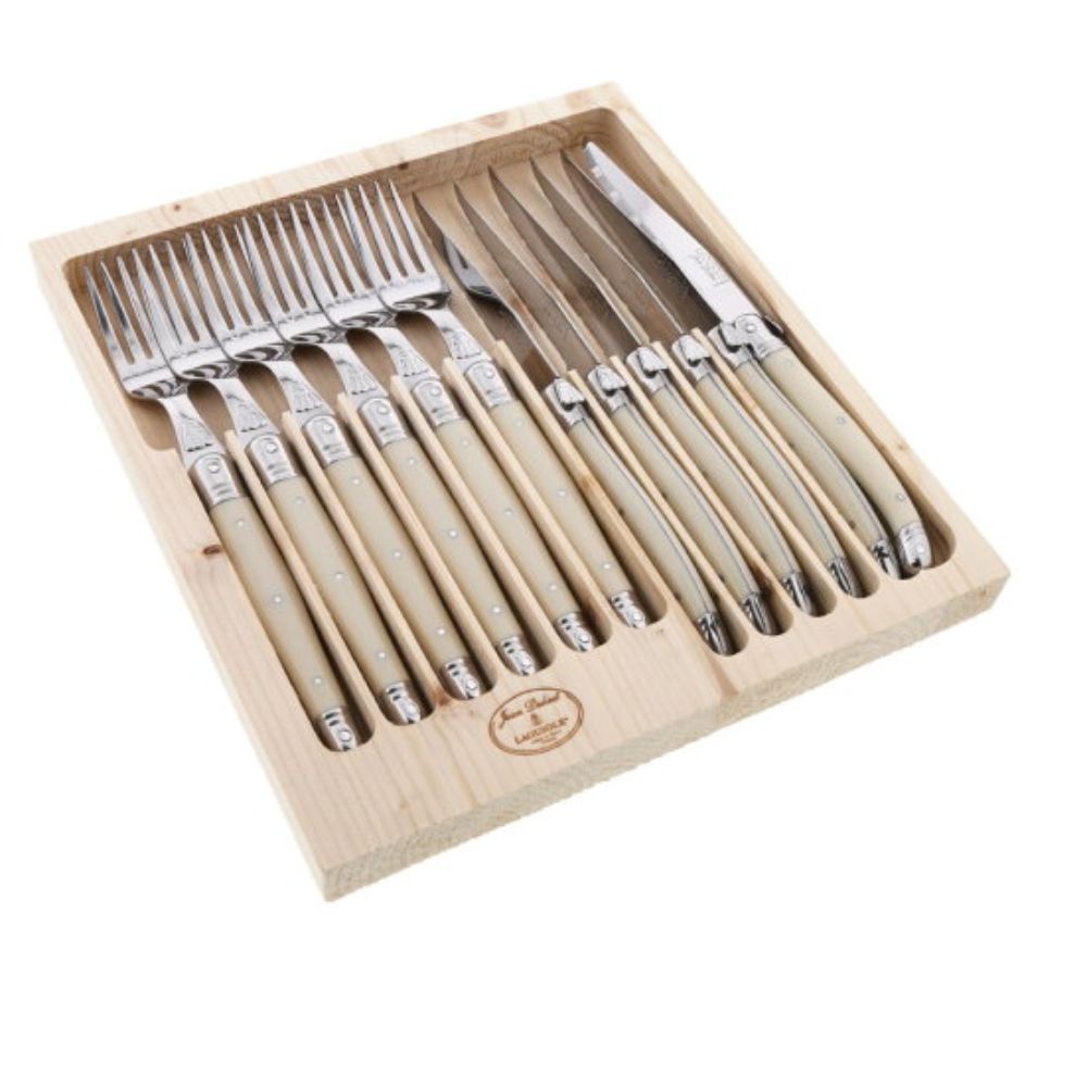 Set Cubiertos 12 Pzs  Laguiole Jean Dubost3#Crema
