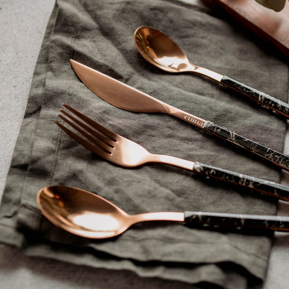 Set Cubiertos Mármol Cuina2#Negro