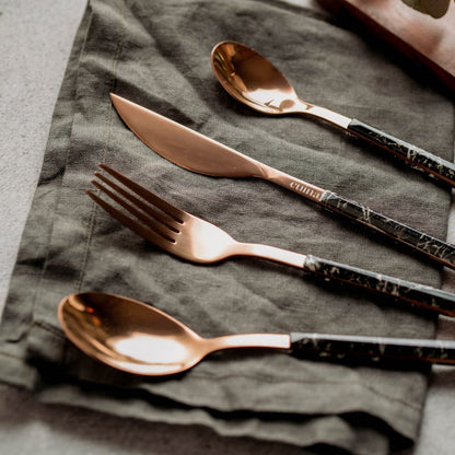 Set Cubiertos Mármol Cuina2#Negro