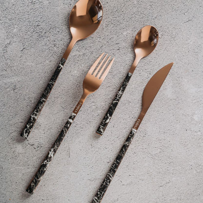 Set Cubiertos Mármol Cuina1#Negro