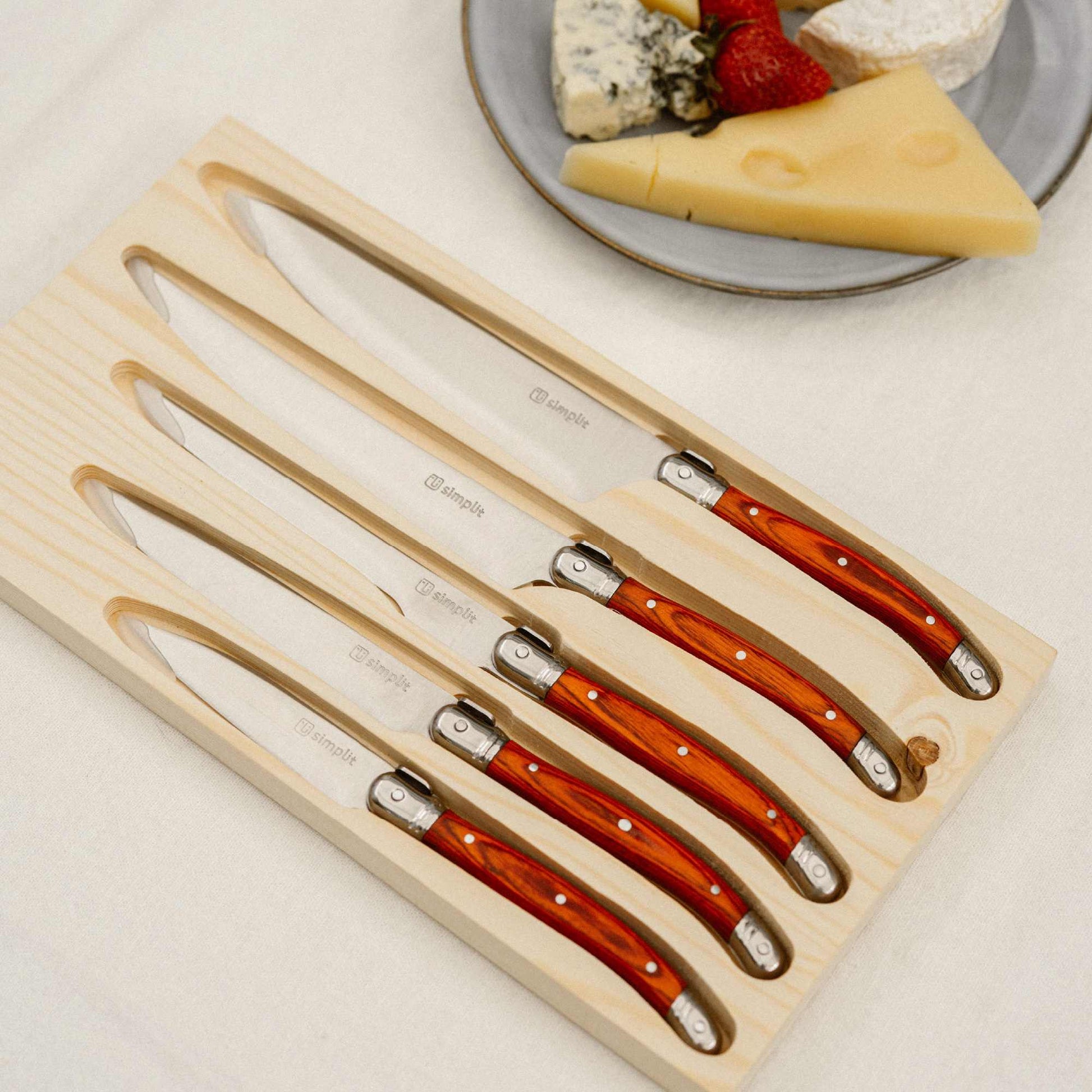 Set Cuchillos 5 pcs Marsella Acero Inoxidable Simplit3#Marrón
