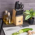Set Cuchillos Acero Inoxidable Lindbergh 14 pcs con Taco de Madera Oster1#Negro