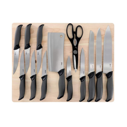 Set Cuchillos Acero Inoxidable Lindbergh 14pcs con Tabla de Picar Oster2#Gris Oscuro
