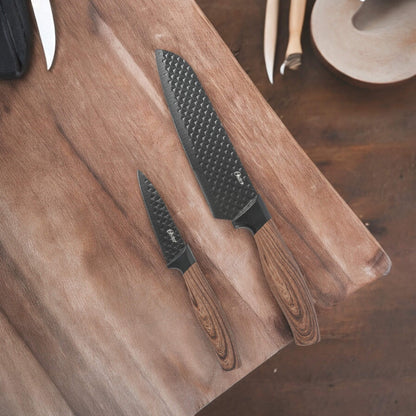 Set Cuchillos Acero Inoxidable Santoku Gunderson 2pcs Oster2#Negro