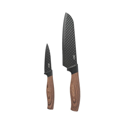 Set Cuchillos Acero Inoxidable Santoku Gunderson 2pcs Oster3#Negro
