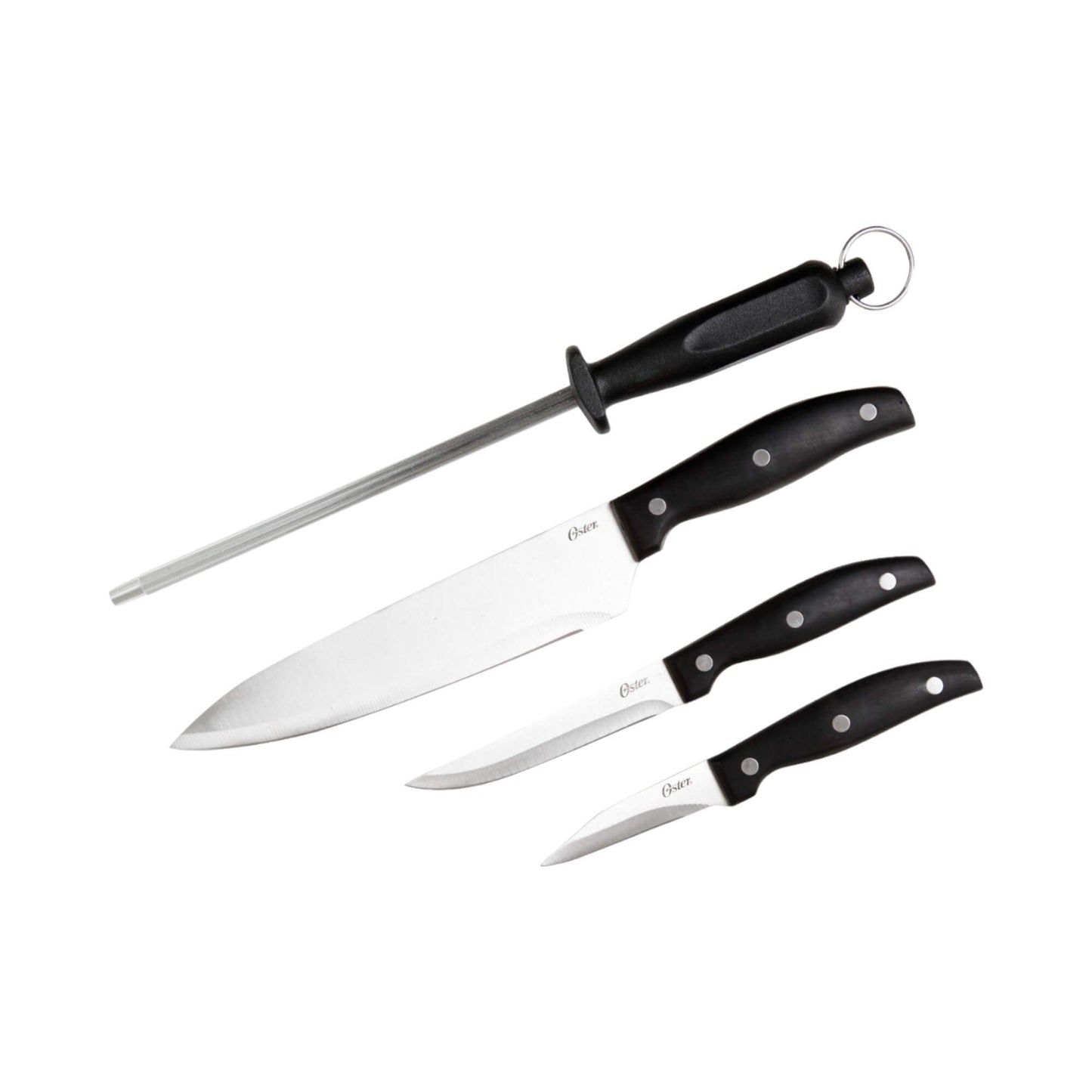 Set Cuchillos Acero Inoxidable y Afilador Granger 4pcs Oster2#Negro