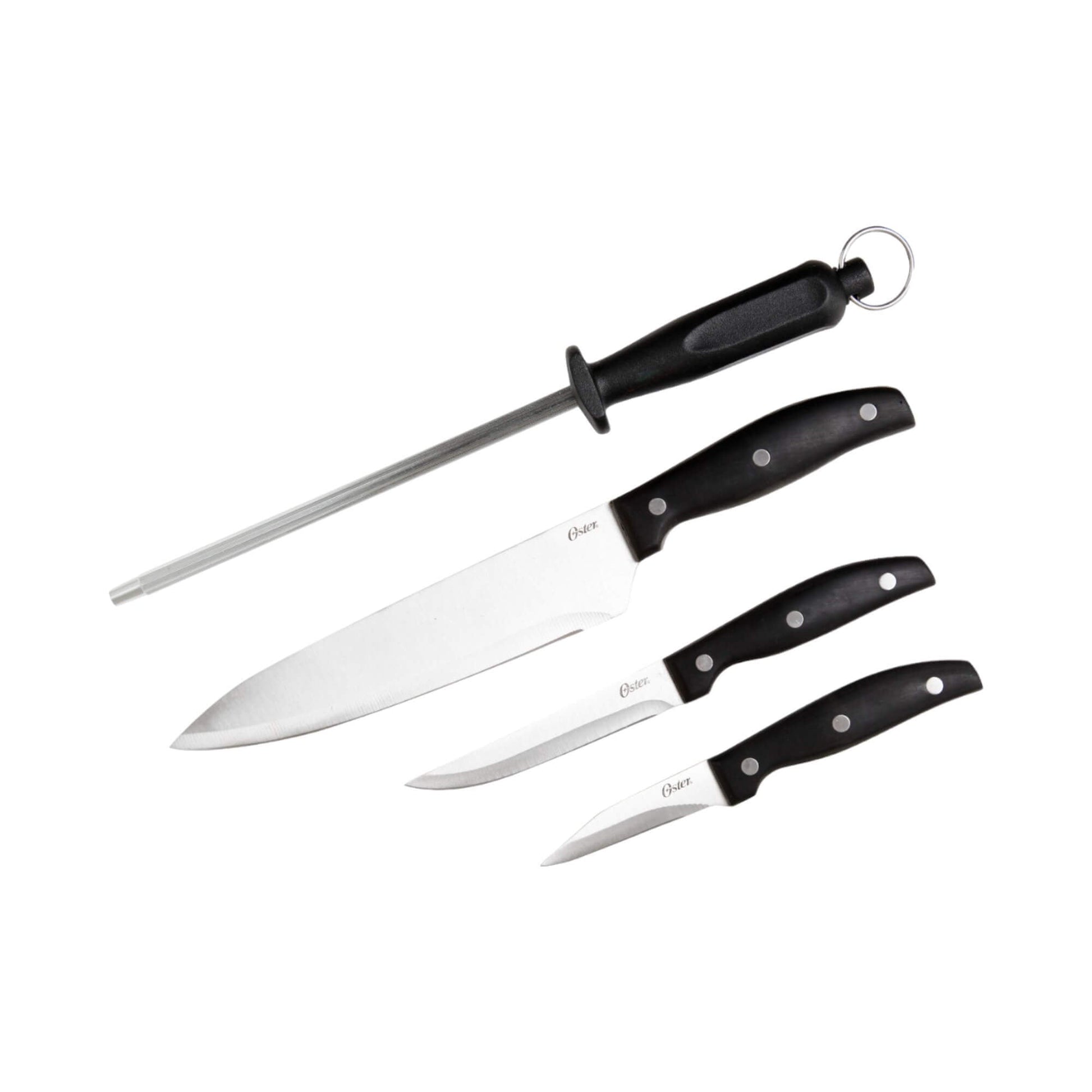 Set Cuchillos Acero Inoxidable y Afilador Granger 4pcs Oster2#Negro