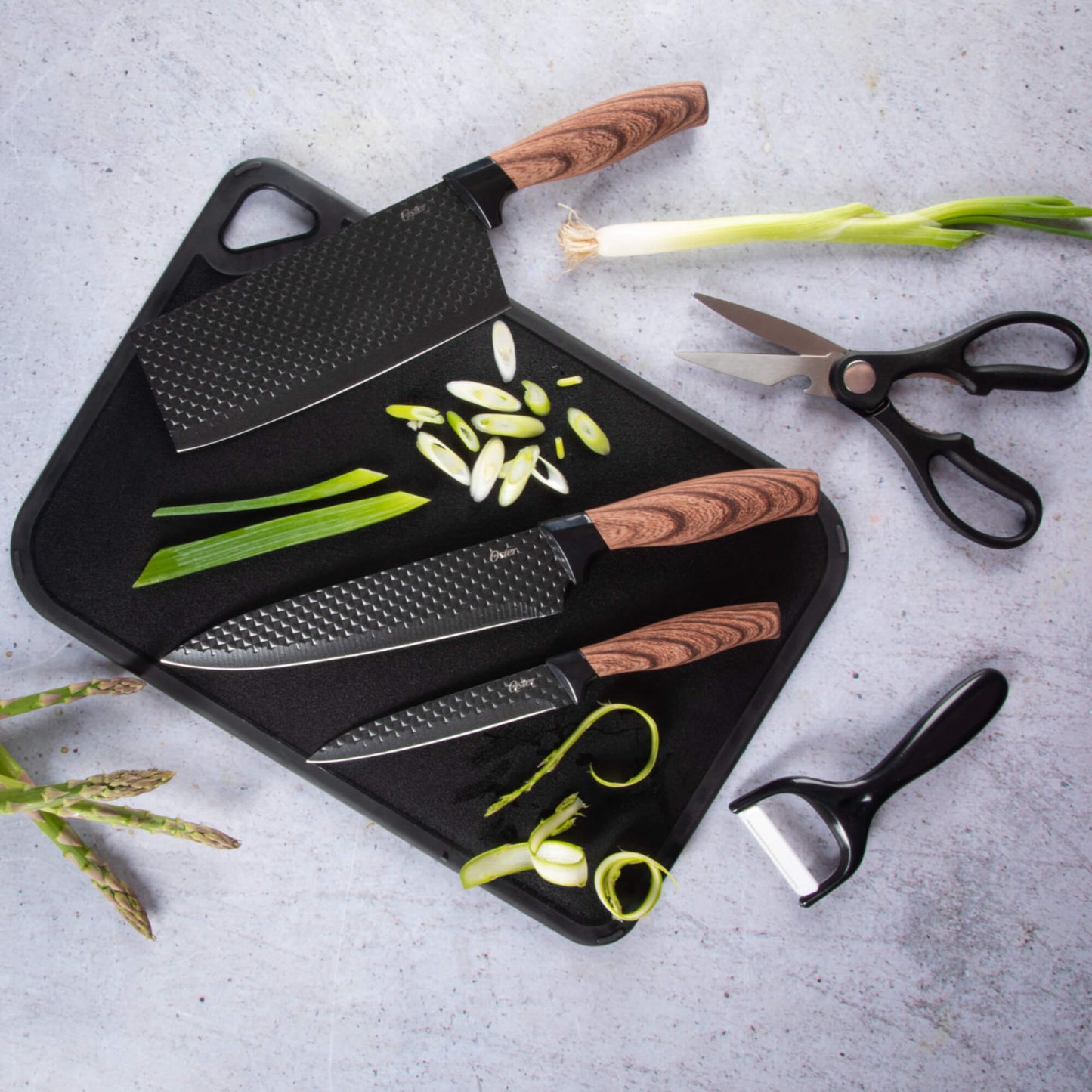 Set Cuchillos Acero Inoxidable y Utensilios Gunderson 6pcs Oster1#Negro