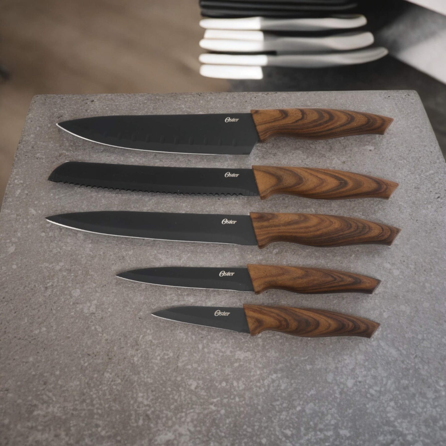Set Cuchillos Acero Inoxidable Godfrey 5 pcs Oster2#Negro