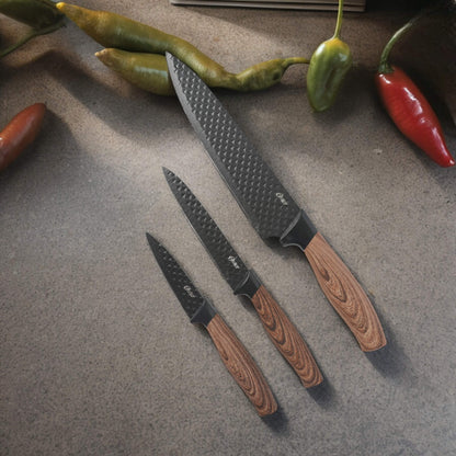 Set Cuchillos Acero Inoxidable Gunderson 3pcs Oster1#Negro