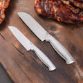 Set Cuchillos Santoku Acero Inoxidable Baldwyn 2 Pzs 13cm y 16cm Oster1#Plata