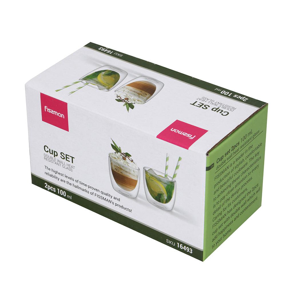 Set De 2 Tazas Doble Pared Vidrio Templado 100 Ml Fissman3#Sin color