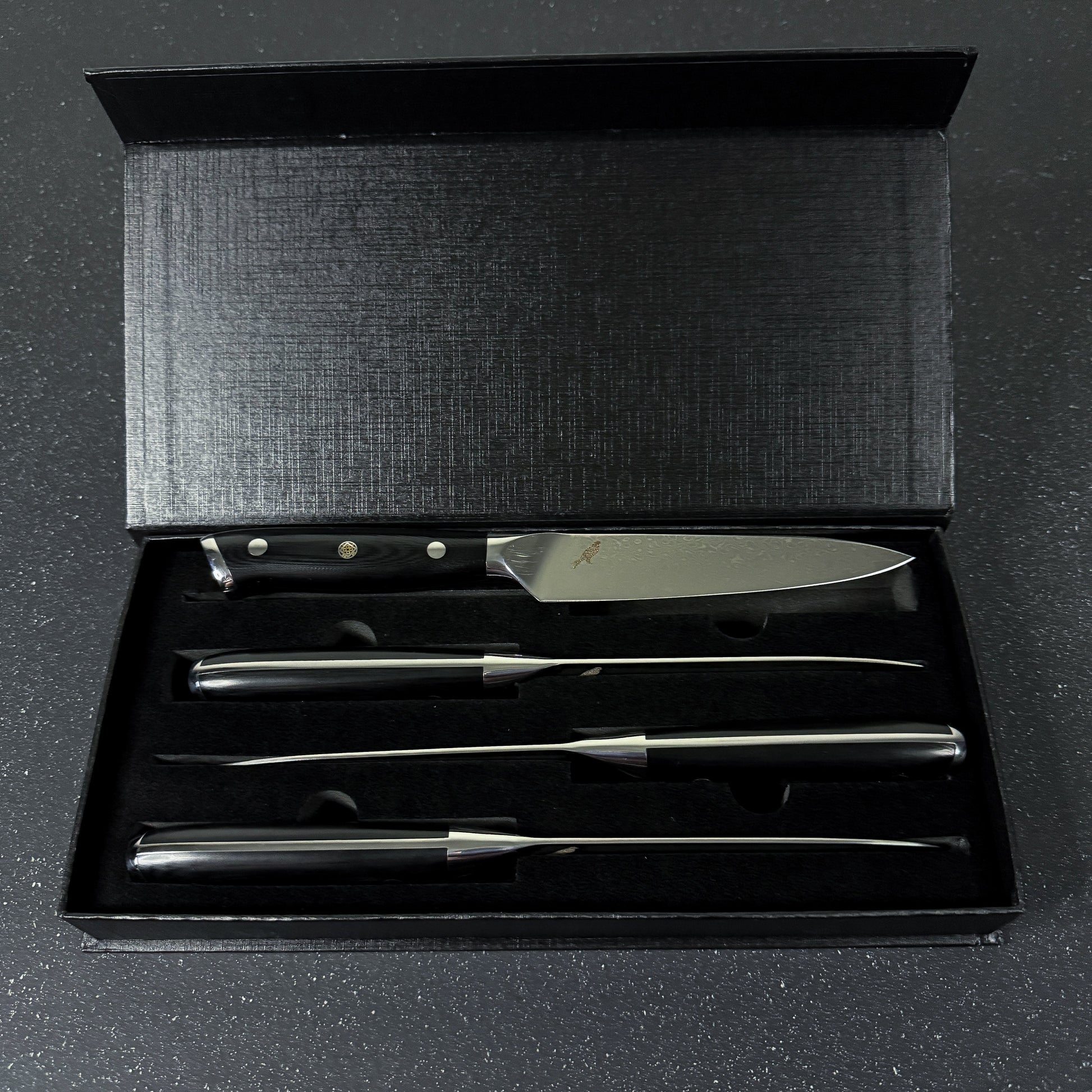 Set de 4 Cuchillos de Mesa de Acero Damasco 24cm "Reclus" Rauka-Cuchillos