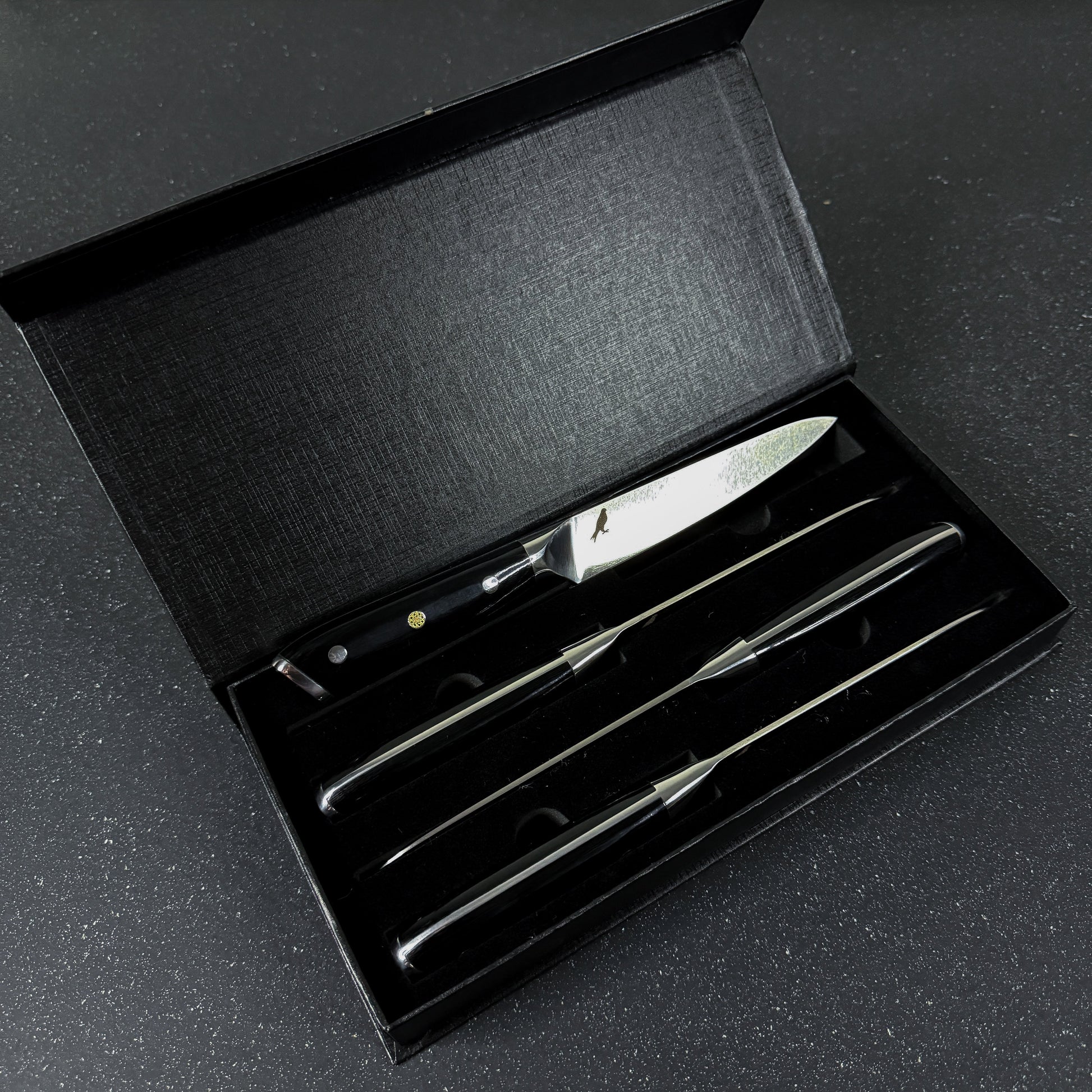 Set de 4 Cuchillos de Mesa de Acero Damasco 24cm "Reclus" Rauka-Cuchillos