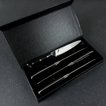 Set de 4 Cuchillos de Mesa de Acero Damasco 24cm "Reclus" Rauka-Cuchillos