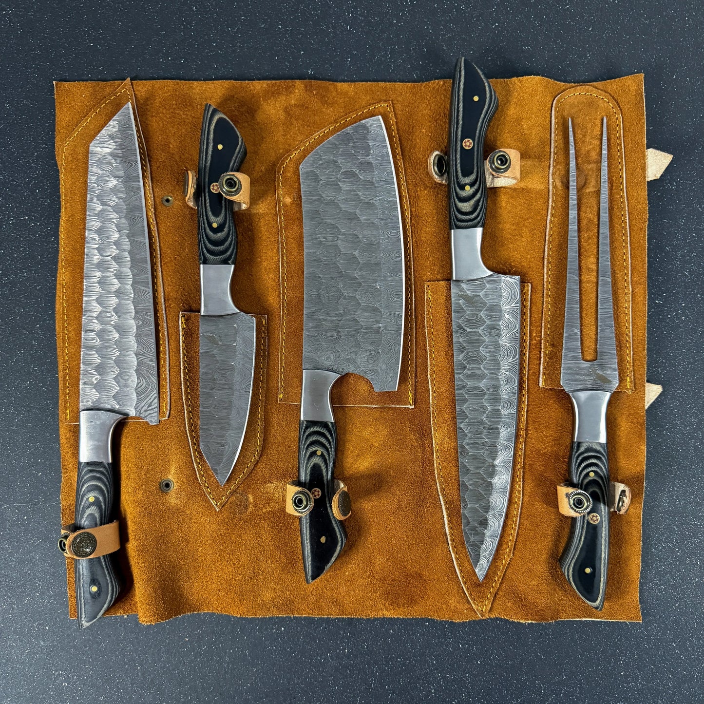Set de 5 Cuchillos de Cocina de Acero Damasco "Chaltén" Rauka-Cuchillos