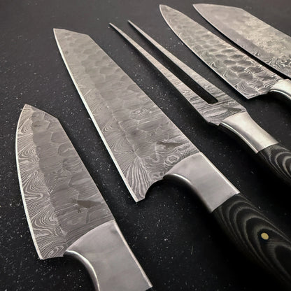 Set de 5 Cuchillos de Cocina de Acero Damasco "Chaltén" Rauka-Cuchillos