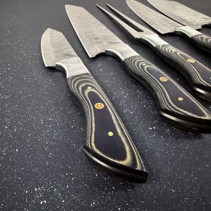 Set de 5 Cuchillos de Cocina de Acero Damasco "Chaltén" Rauka-Cuchillos