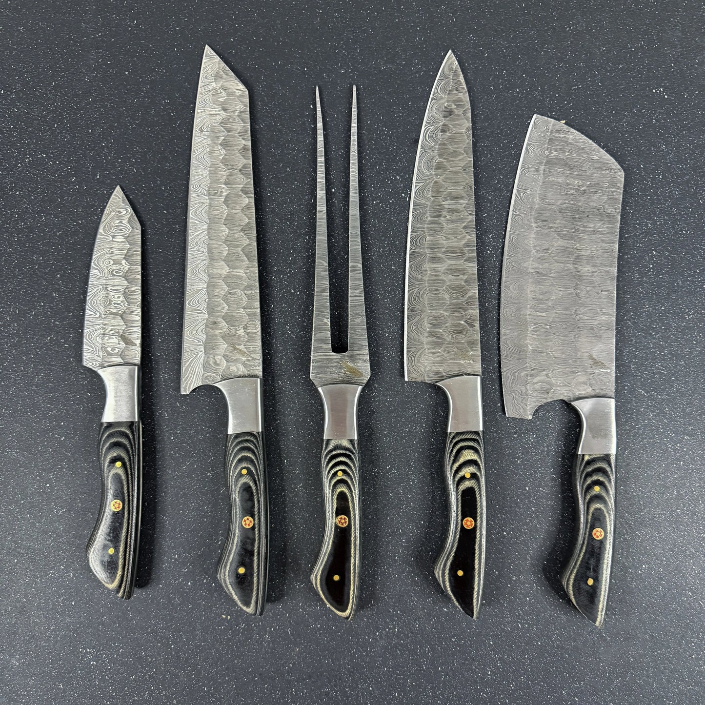 Set de 5 Cuchillos de Cocina de Acero Damasco "Chaltén" Rauka-Cuchillos