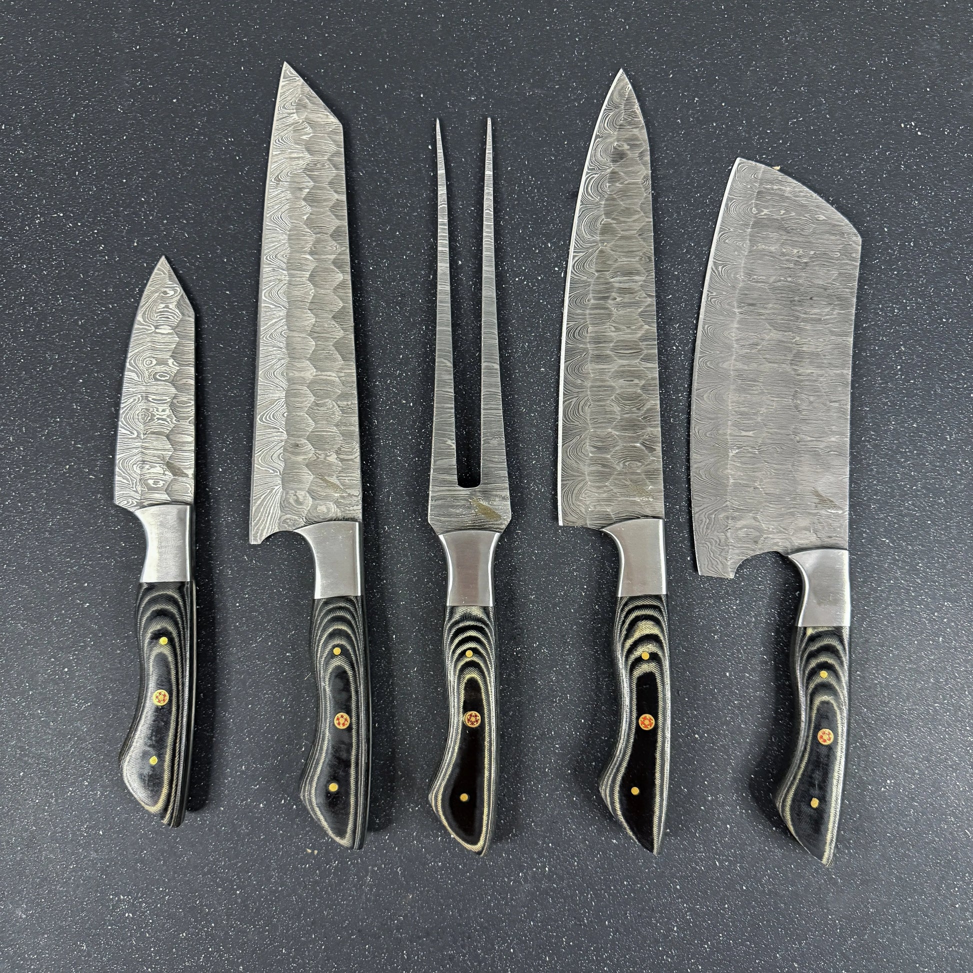 Set de 5 Cuchillos de Cocina de Acero Damasco "Chaltén" Rauka-Cuchillos