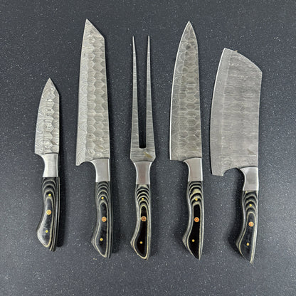 Set de 5 Cuchillos de Cocina de Acero Damasco "Chaltén" Rauka-Cuchillos