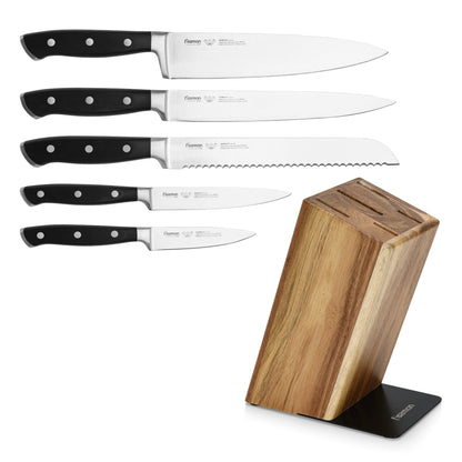 Set 5 Cuchillos Akamatsu + Base De Madera Fissman4#acero