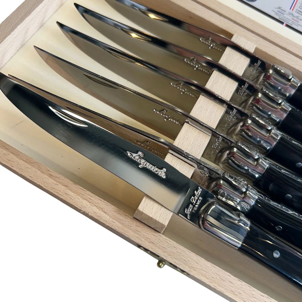 Set De 6 Cuchillos Caja De Madera Laguiole Jean Dubost1#Negro