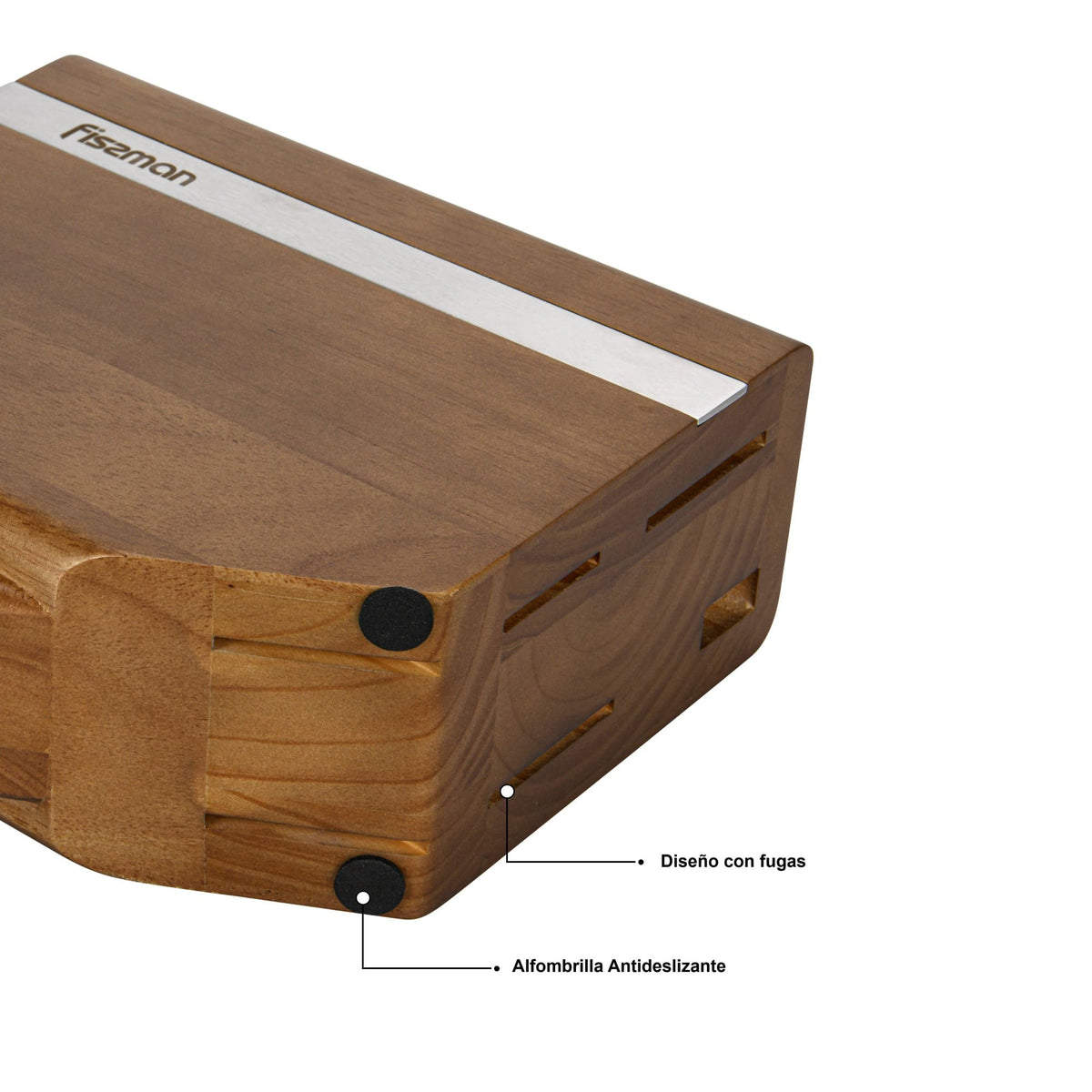 Set de 6 cuchillos Diletto + Tijeras y Base Madera Fissman-Cuchillos