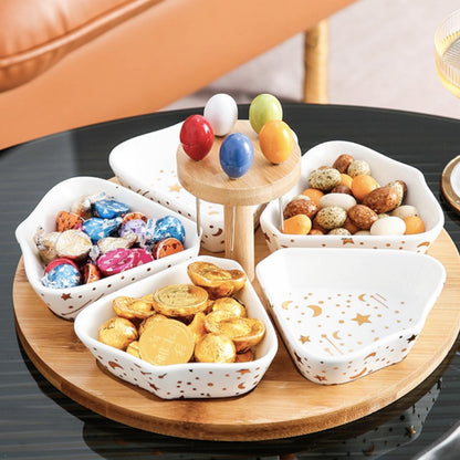Set De Bandeja Para Aperitivos Con 5 Pocillos Santú Home & Deco2#Blanco