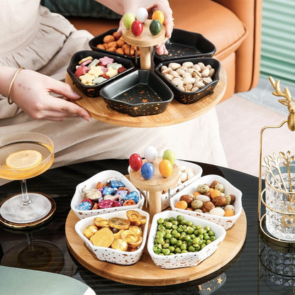 Set De Bandeja Para Aperitivos Con 5 Pocillos Santú Home & Deco7#Blanco