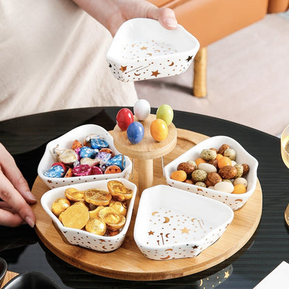 Set De Bandeja Para Aperitivos Con 5 Pocillos Santú Home & Deco1#Blanco