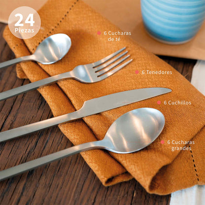 Set de Cuchillería 24 pcs Acero Inoxidable Cerdeña Simplit-Cubiertos