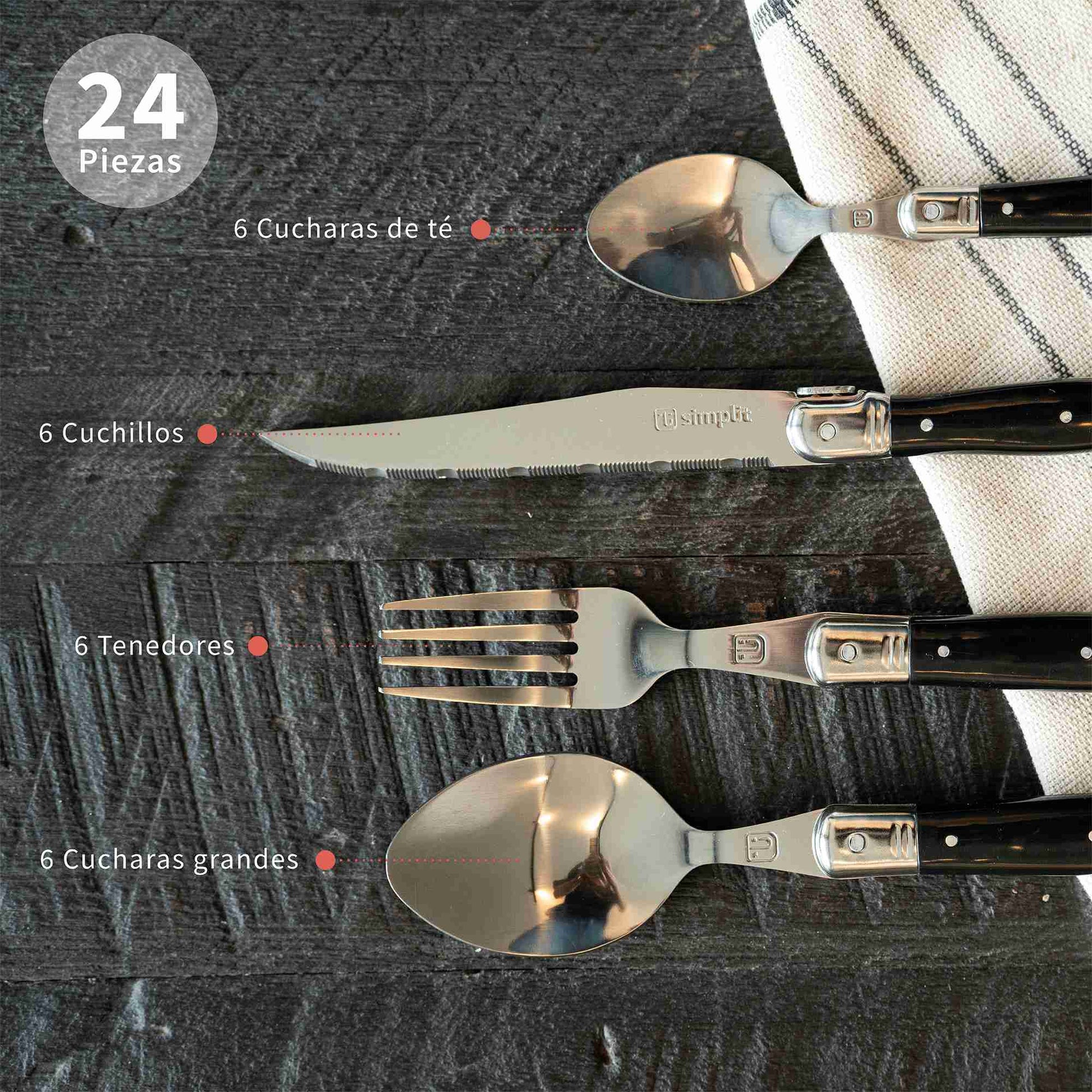 Set de Cuchillería 24 pcs Cubiertos Paris Simplit-Cubiertos