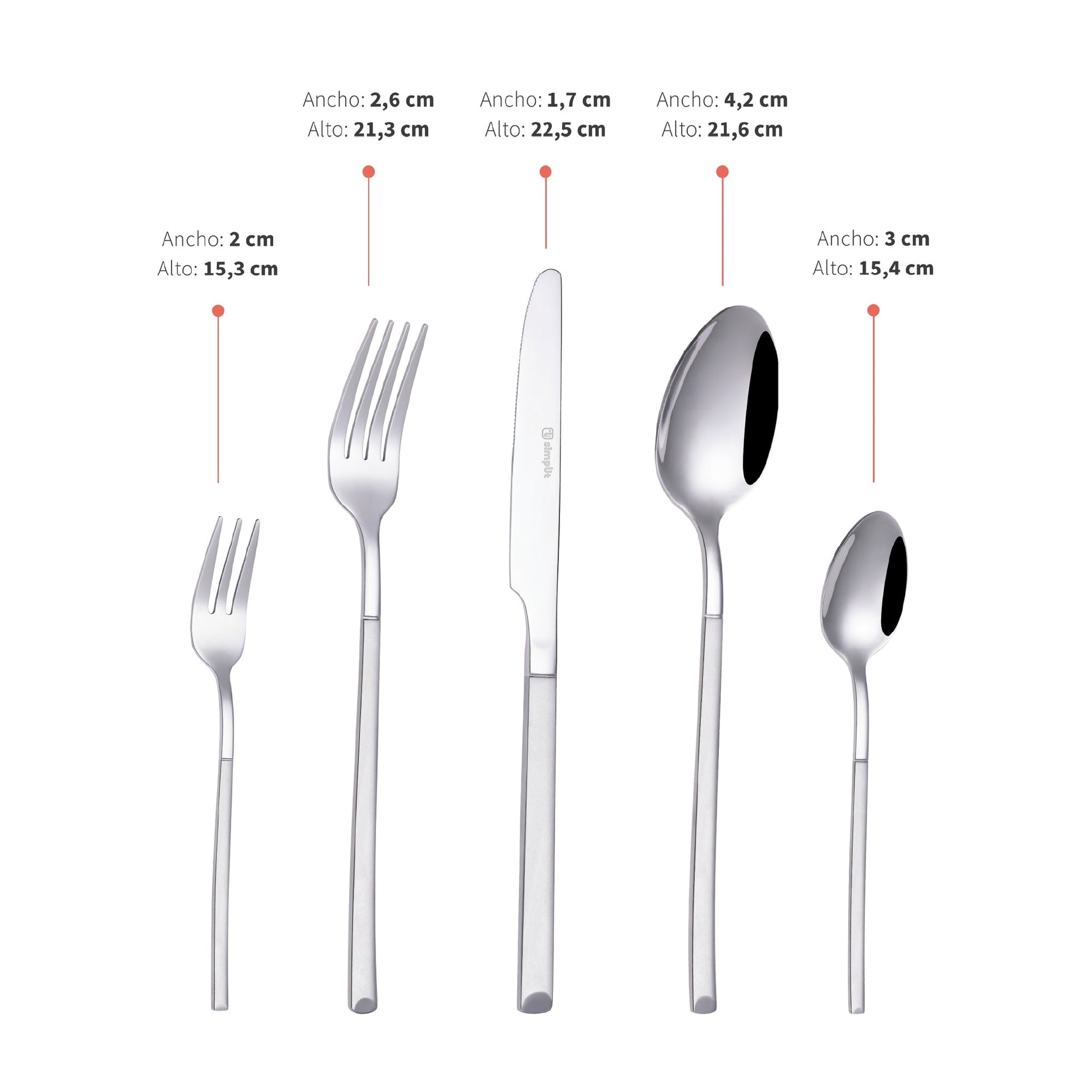 Set de Cuchilleria 30 pcs Acero Inoxidable Puglia Simplit5#Gris