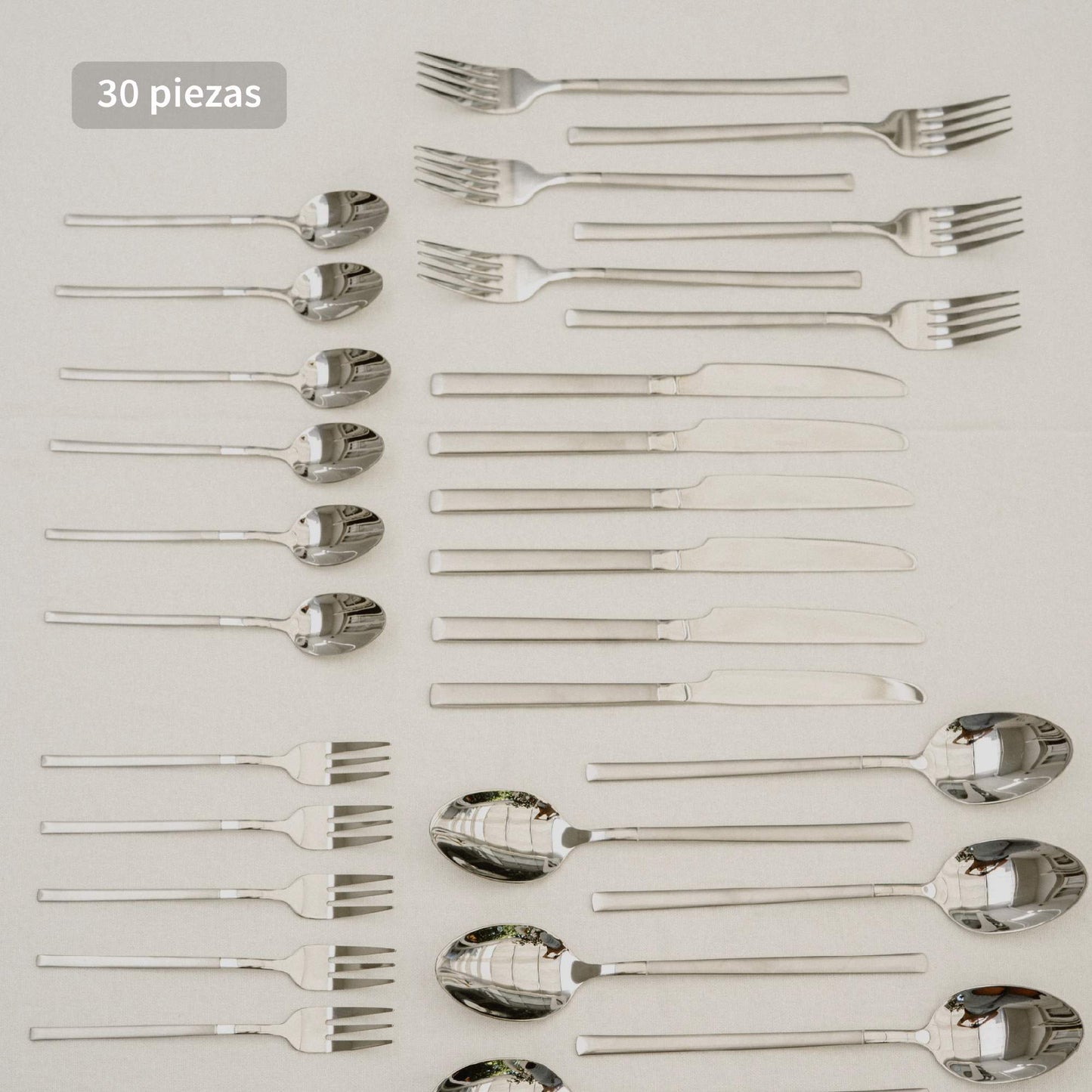 Set de Cuchilleria 30 pcs Acero Inoxidable Puglia Simplit6#Gris