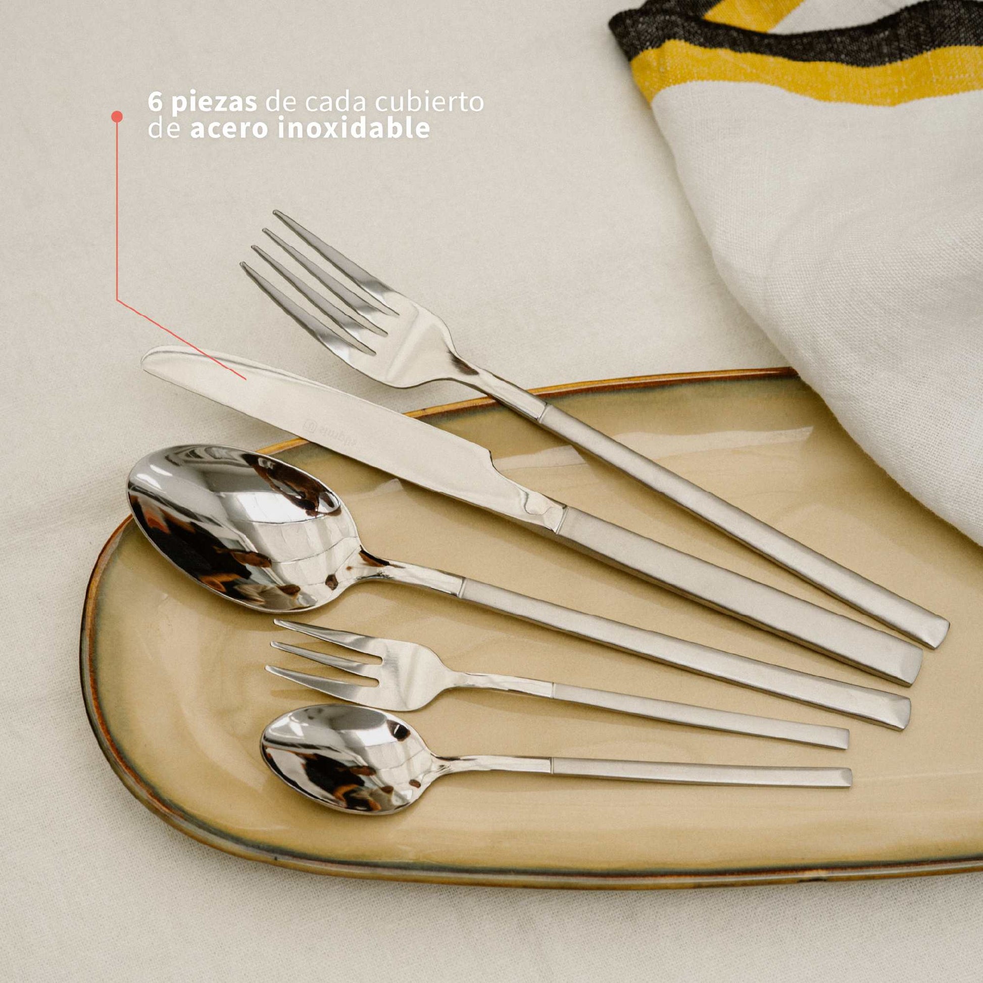 Set de Cuchilleria 30 pcs Acero Inoxidable Puglia Simplit9#Gris
