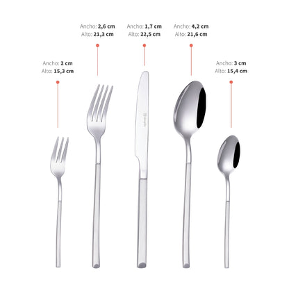 Set de Cuchilleria 30 pcs Acero Inoxidable Sicilia Simplit9#Gris