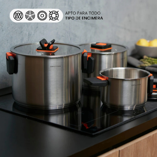 Set de Ollas Apilable Lyon 6 Pzs Simple Cook - Caja Dañada-Baterias (Juegos de ollas)