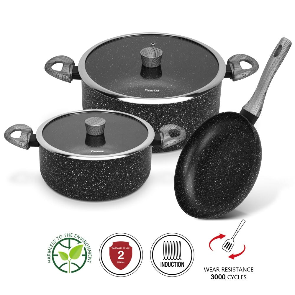 Set De Ollas & Sartén Fide 5 piezas Fissman6#Negro
