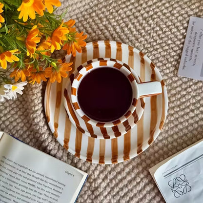 Set de Platos y Tazas Rayas Vintage 3 un Santú & Home Deco10#Naranja